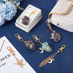 6Pcs 3 Styles Moon & Star Alloy Swivel Lobster Claw Clasps & Brass Cable Chains&nbsp;AJEW-UN00040