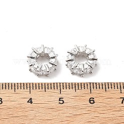 Brass Micro Pave Clear Cubic Zirconia European Beads&nbsp;KK-L237-015P