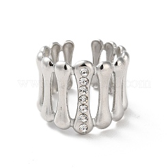 304 Stainless Steel Rhinestone Cuff Rings&nbsp;RJEW-M171-21P