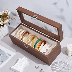 Black Walnut Wood Bracelet Organizer Display Cases with Velvet Inside and Visible Window Lid&nbsp;BDIS-WH0011-05