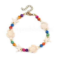 Synthetic Turquoise & Natural Freshwater Shell Beaded Bracelets for Women&nbsp;BJEW-JB13969