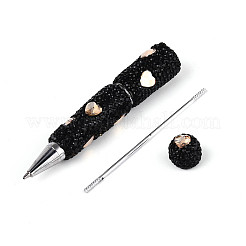 Heart Resin & Polymer Clay Pave Rhinestone Ball-Point Pen&nbsp;AJEW-T013-03E
