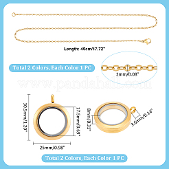 DIY Blank Flat Round 304 Stainless Steel Locket Pendant Necklace Making Kit&nbsp;DIY-UN0056-18