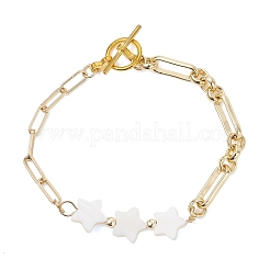 Natural Freshwater Shell Star Beads Link Bracelets&nbsp;BJEW-JB13408