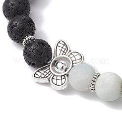 5Pcs 5 Styles Natural Flower Amazonite & Lava Rock Stretch Bracelets Set&nbsp;BJEW-JB09746-S