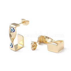 Brass Enamel Evil Eye Stud Earrings&nbsp;EJEW-A093-04G-03