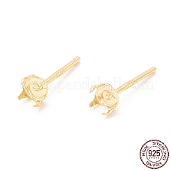 925 Sterling Silver Post Stud Earring Settings&nbsp;LS-STER-P047-06A-G