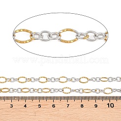 Two Tone 304 Stainless Steel Textured Oval Link Chains&nbsp;CHS-P028-12A