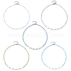 Natural Freshwater Shell & Glass Beaded Necklaces for Women&nbsp;NJEW-JN06082