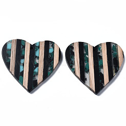 Stripe Resin & Walnut Wood Pendants&nbsp;RESI-N025-016A-D02