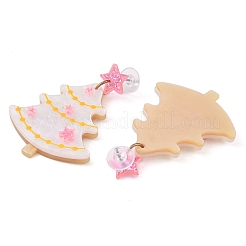 Glitter Star Christmas Tree Acrylic Dangle Stud Earrings&nbsp;EJEW-L203-12A
