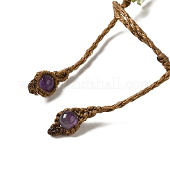Natural Amethyst Bullet Braided Bead Bracelets&nbsp;BJEW-K225-01E