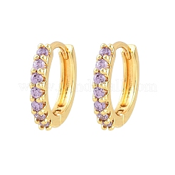 Brass Micro Pave Cubic Zirconia Hoop Earrings&nbsp;KK-Z166-14G-01