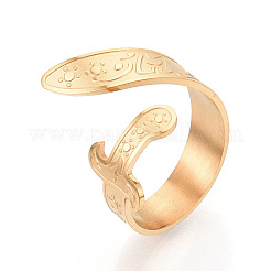304 Stainless Steel Cuff Open Rings for Women&nbsp;RJEW-N054-01G