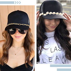 6Pcs 6 Styles Ocean Theme Cowrie Shell & Aluminum & Brass & Alloy Baseball Cap Chain&nbsp;HJEW-SC0002-37