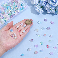 300Pcs 10 Colors Painted Acrylic Bead Caps&nbsp;OACR-ME0001-16