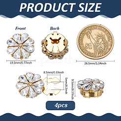 4Pcs 1-Hole Alloy & Glass Buttons&nbsp;FIND-FG0004-59G