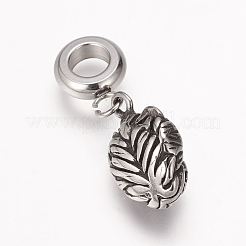 304 Stainless Steel European Dangle Charms&nbsp;OPDL-K001-12AS