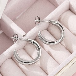 304 Stainless Steel Twist C-Shaped Stud Earrings for Women&nbsp;EJEW-C096-40P