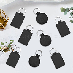 12Pcs 2 Styles Rectangle & Round Imitation Leather Pendant Keychains&nbsp;KEYC-CL0001-59