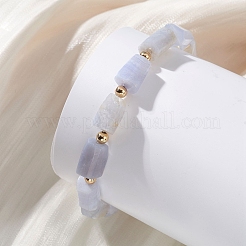 Natural Blue Lace Agate Beaded Stretch Bracelets for Women&nbsp;BJEW-JB13686