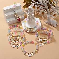 8Pcs 8 Style Acrylic Round Beaded Stretch Bracelets Set&nbsp;BJEW-JB08983