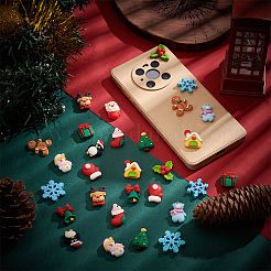 30Pcs 15 Styles Christmas Theme Opaque Resin Cabochons&nbsp;CRES-BC0001-08