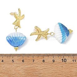 Lampwork Shell Shape Dangle Stud Earrings&nbsp;EJEW-JE07356