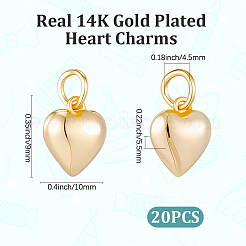 20Pcs Rack Plating Brass Heart Charms&nbsp;KK-BBC0024-87B