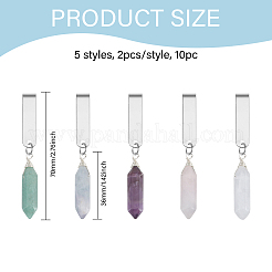 10Pcs 5 Styles Bullet Natural Green Aventurine & Fluorite & Amethyst & Rose Quartz & Quartz Crystal Shoe Charms&nbsp;HJEW-CA00020