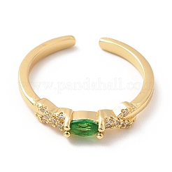 Cubic Zirconia Oval Open Cuff Ring&nbsp;RJEW-H101-02G