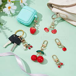 6Pcs 6 Styles Alloy Enamel Fruit Pendant Decoration&nbsp;HJEW-PH0001-86