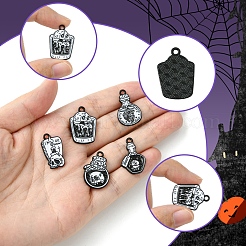 DIY Halloween Theme Alloy Enamel Skull Pendant Keychain Making Kits&nbsp;DIY-FS0007-14
