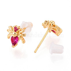 Brass Micro Pave Cubic Zirconia Stud Earrings&nbsp;EJEW-T047-34G