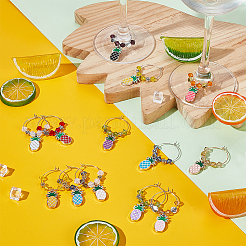 Autumn Pineapple Alloy Enamel Wine Glass Charms&nbsp;AJEW-GA00016