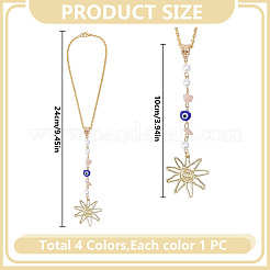 4Pcs Natural Rose Quartz & Sunstone & Green Aventurine & Glass & Acrylic Pendant Decoration&nbsp;HJEW-DR00188