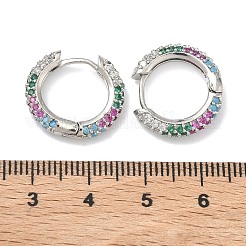 Brass Micro Pave Cubic Zirconia Hoop Earrings&nbsp;EJEW-C181-13P