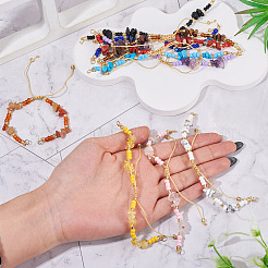 10Pcs 10 Styles Natural & Synthetic Mixed Stone Chip & Glass Seed Beaded Braided Bracelet Making&nbsp;AJEW-TA00055