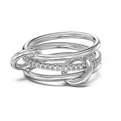 925 Sterling Silver Micro Pave Cubic Zirconia Finger Rings for Women&nbsp;RJEW-F180-05P