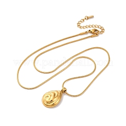 304 Stainless Steel Teardrop Pendant Snake Chain Necklaces&nbsp;NJEW-U026-09G