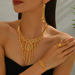 Middle Eastern Bridal Alloy Ear of Wheat Bracelets & Earrings & Necklaces & Rings Sets for Weddings&nbsp;EX9812