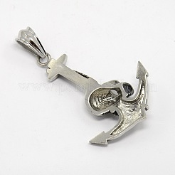 Retro Men's Halloween Jewelry 304 Stainless Steel Big Anchor with Skull Big Pendants&nbsp;STAS-O044-86