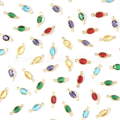100Pcs 5 Colors Brass K9 Glass Connector Charms&nbsp;KK-FS0001-66