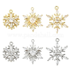 3Pcs 3 Styles Brass Pave Clear Cubic Zirconia Pendants&nbsp;KK-YW0003-79G