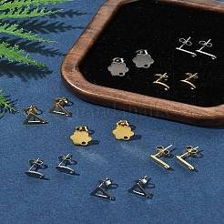 16Pcs 8 Styles 201 Stainless Steel Stud Earring Findings with Hole&nbsp;EJEW-FS0001-21