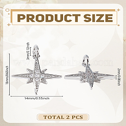 2Pcs Brass Micro Pave Grade AAA Cubic Zirconia Pendants&nbsp;ZIRC-LP0001-26P