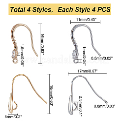 16Pcs 4 Style Brass Ear Hooks&nbsp;KK-PH0009-29