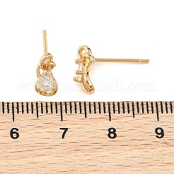SHEGRACE Teardrop Brass Micro Pave Clear Cubic Zirconia Stud Earrings&nbsp;XGRQ4N543-701G