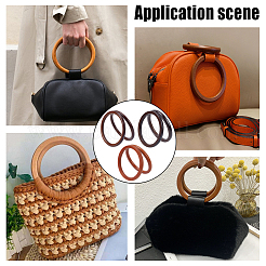 6Pcs 3 Styles Wooden Round Ring Shaped Bag Handles&nbsp;FIND-WR0007-90