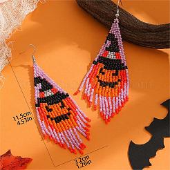 Halloween Style Pumpkin Glass Bead Handmade Dangle Earrings&nbsp;WN9498